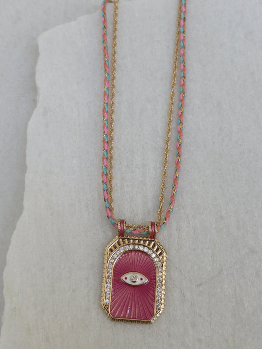 Pink Rose Eye Necklace