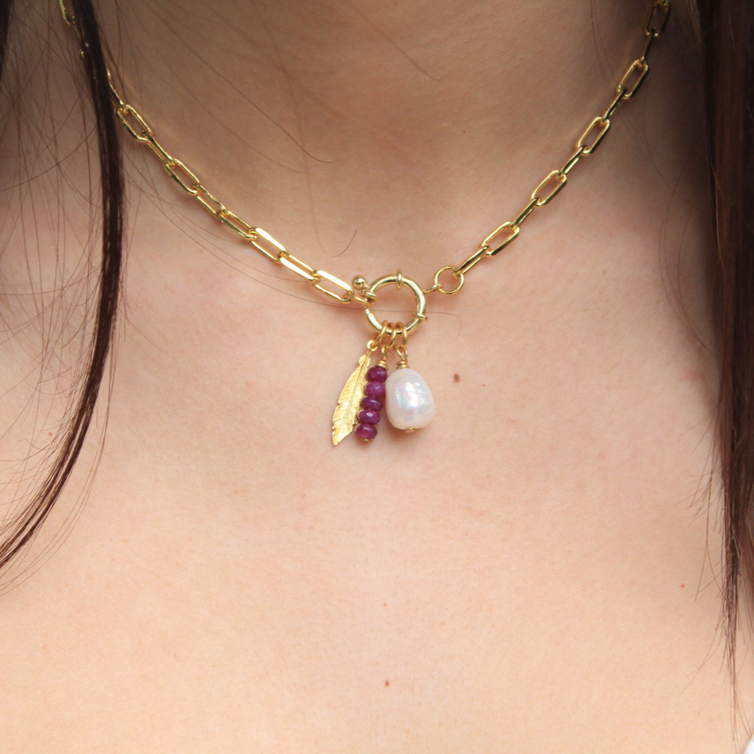 Charm Paperclip Chain Necklace