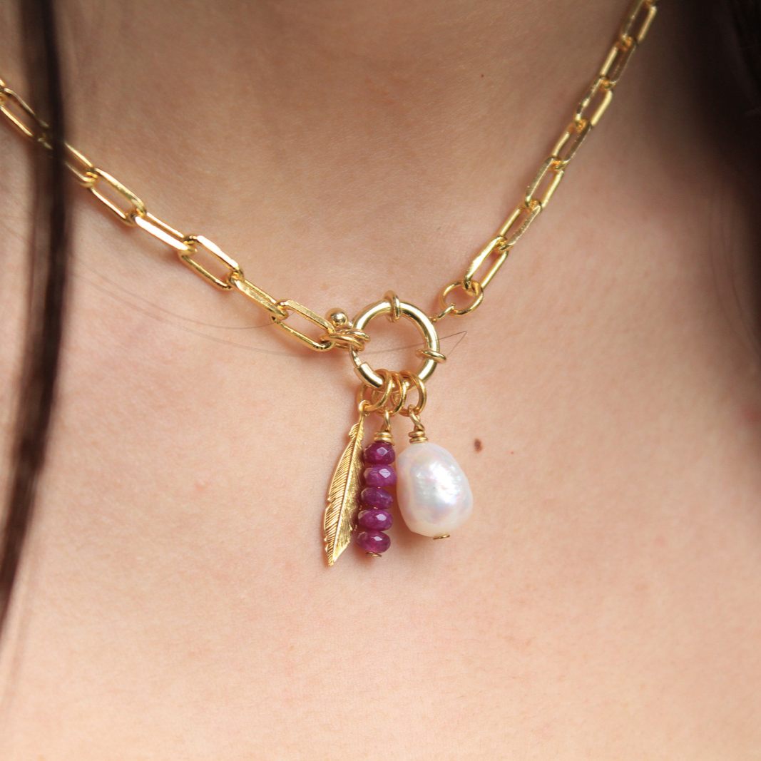 Charm Paperclip Chain Necklace
