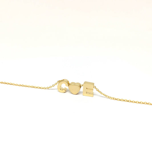 Two Initial Heart Necklace