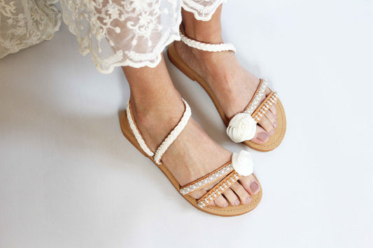 Strappy Flat Wedding Sandals