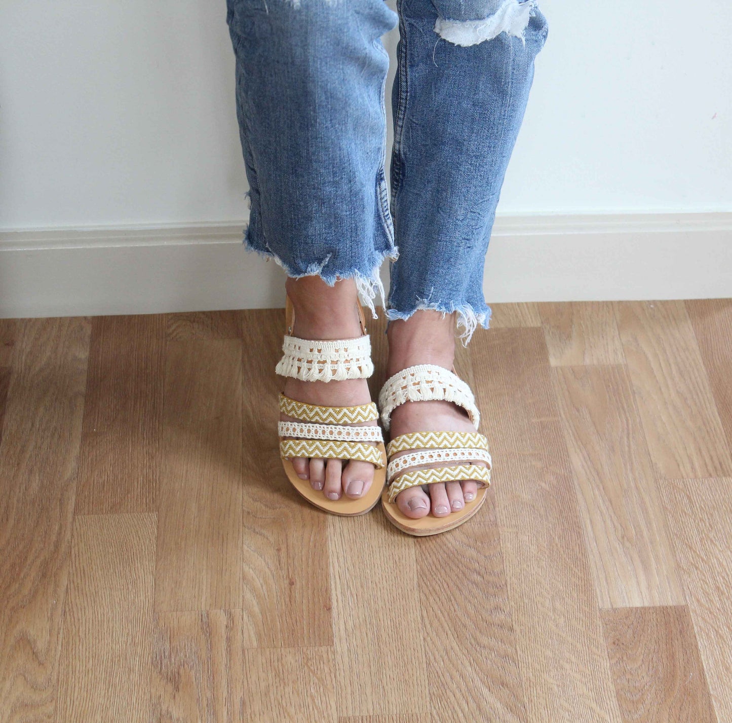 Chevron Strappy Sandals