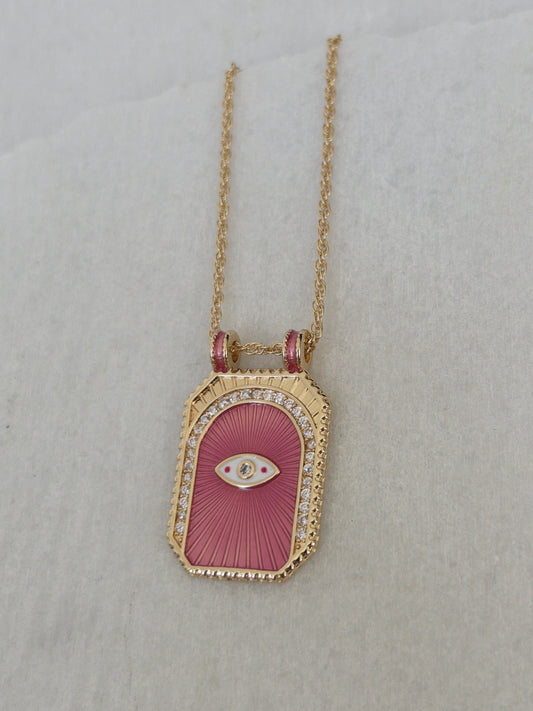 Pink Rose Eye Necklace