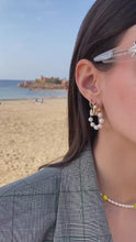 Load and play video in Gallery viewer, Pearl and Gold Earrings Hoops

