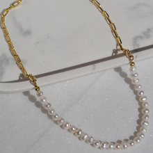 Load image into Gallery viewer, Half Pearl Chain Necklace
