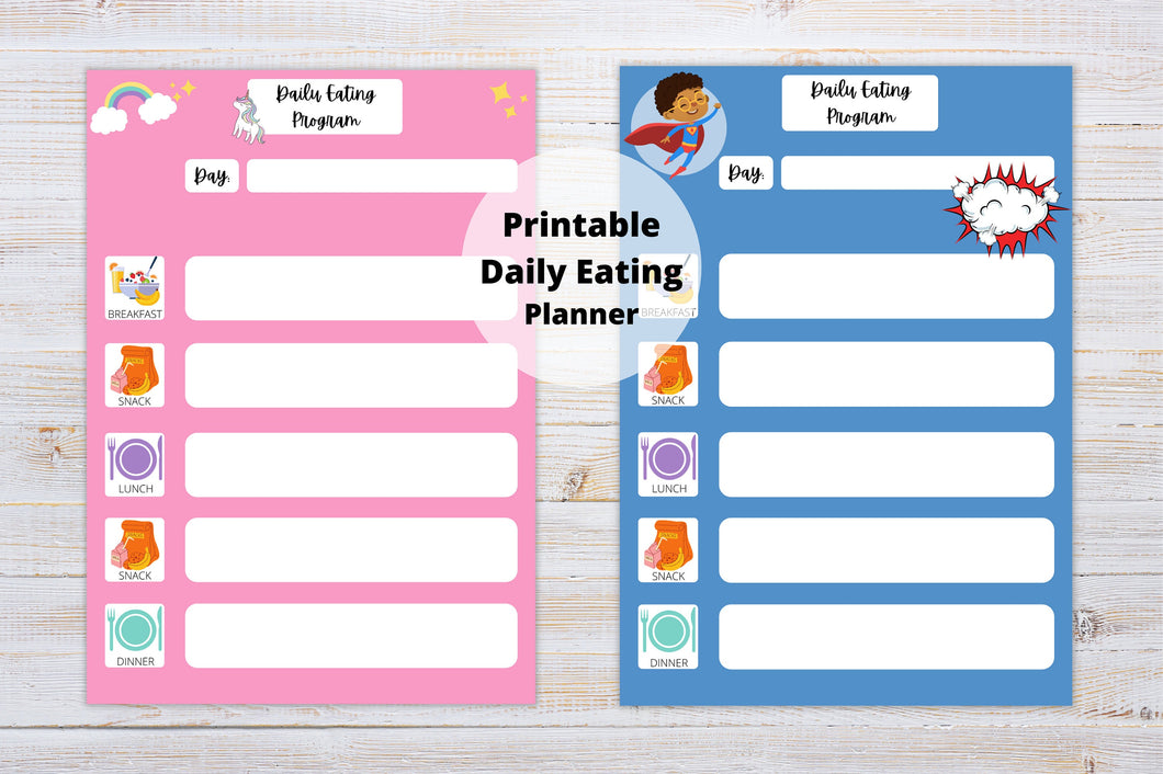 Kids Daily Eating Planner
